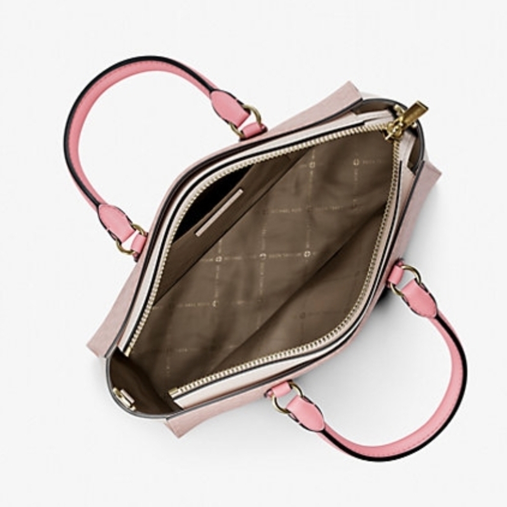 Michael Kors Pink Logo-Print Satchel with Gold Charm - Picture 4 of 4